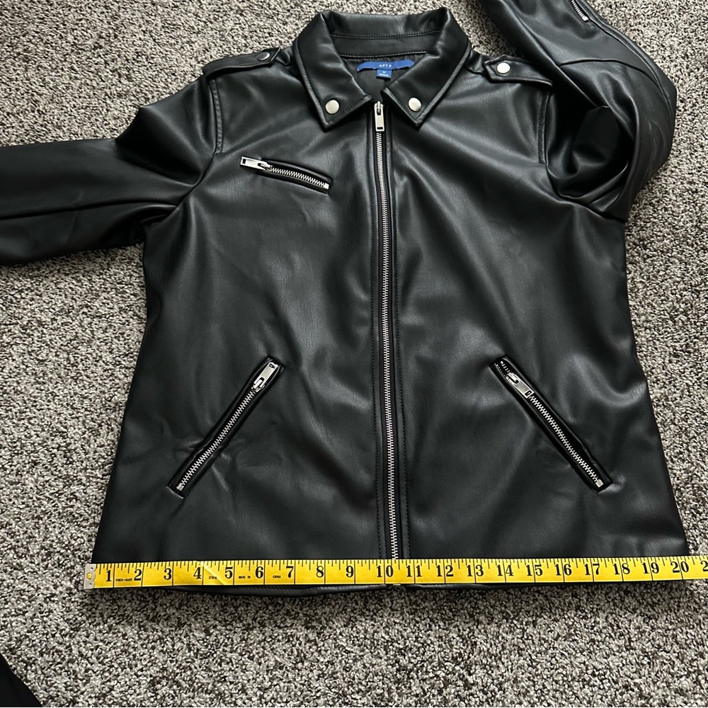 Apt. 9 Black Faux Leather Moto Jacket with Zip Details - Picture 10 of 12